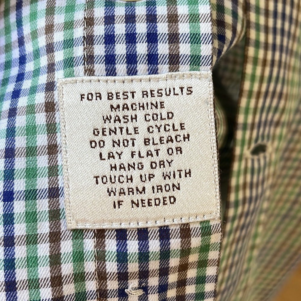 Peter Millar Mini Check Button Down Shirt Size L - image 7